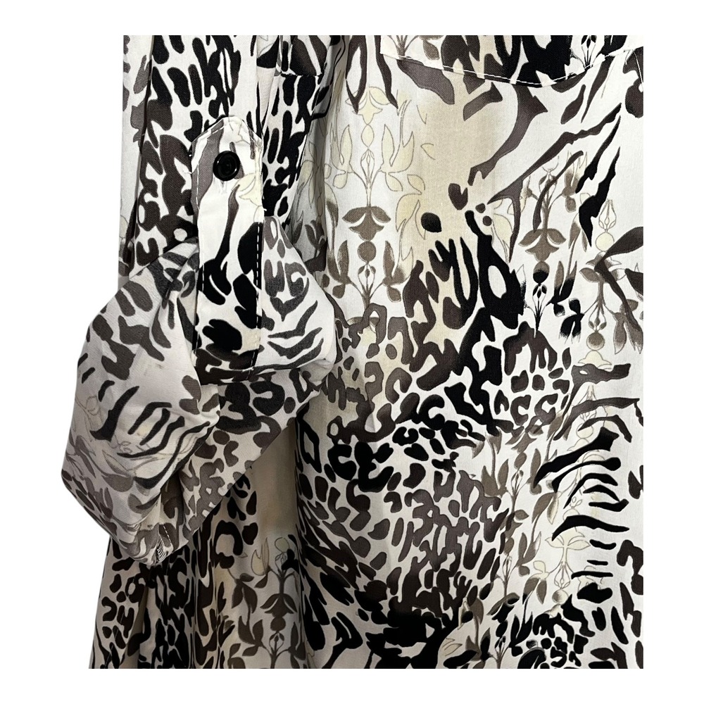 Elementz Woman Mixed Animal Print Button Up Blouse Plus 3X Black‎ Tan WSTB0558 - Picture 5 of 10